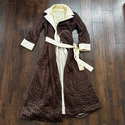 VTG Mod Brown VANITY FAIR Wrap NYLON Peignoir Robe Nightgown Gown