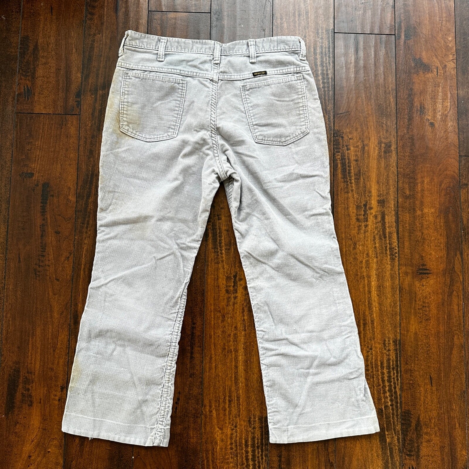 VTG 60s Wrangler USA Grey Corduroy Pants 34S 70s 33x23 Capri Cut Cowboy RARE