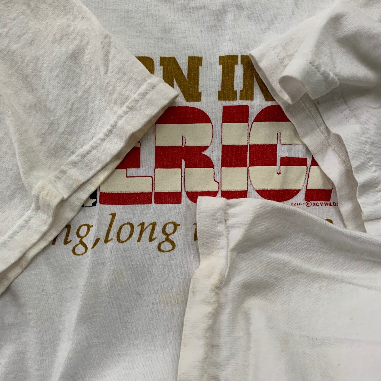 Born In America USA Vintage T Shirt Funny Long Time Ago Humor Adult LOL Rap 