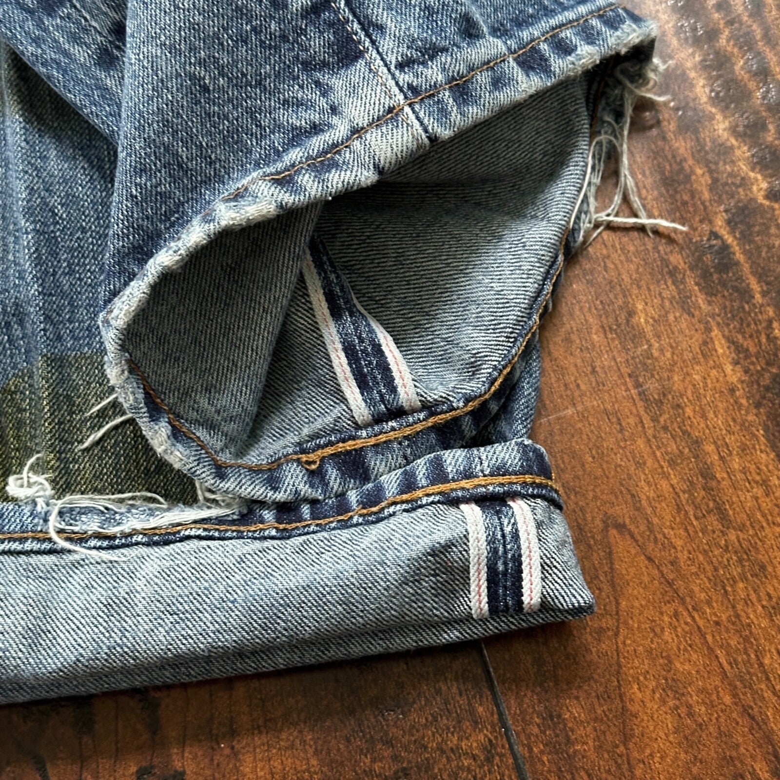 Levis LVC Big E VTG 90s Redline Selvedge Denim 505 Jeans USA Thrashed 36x34 501