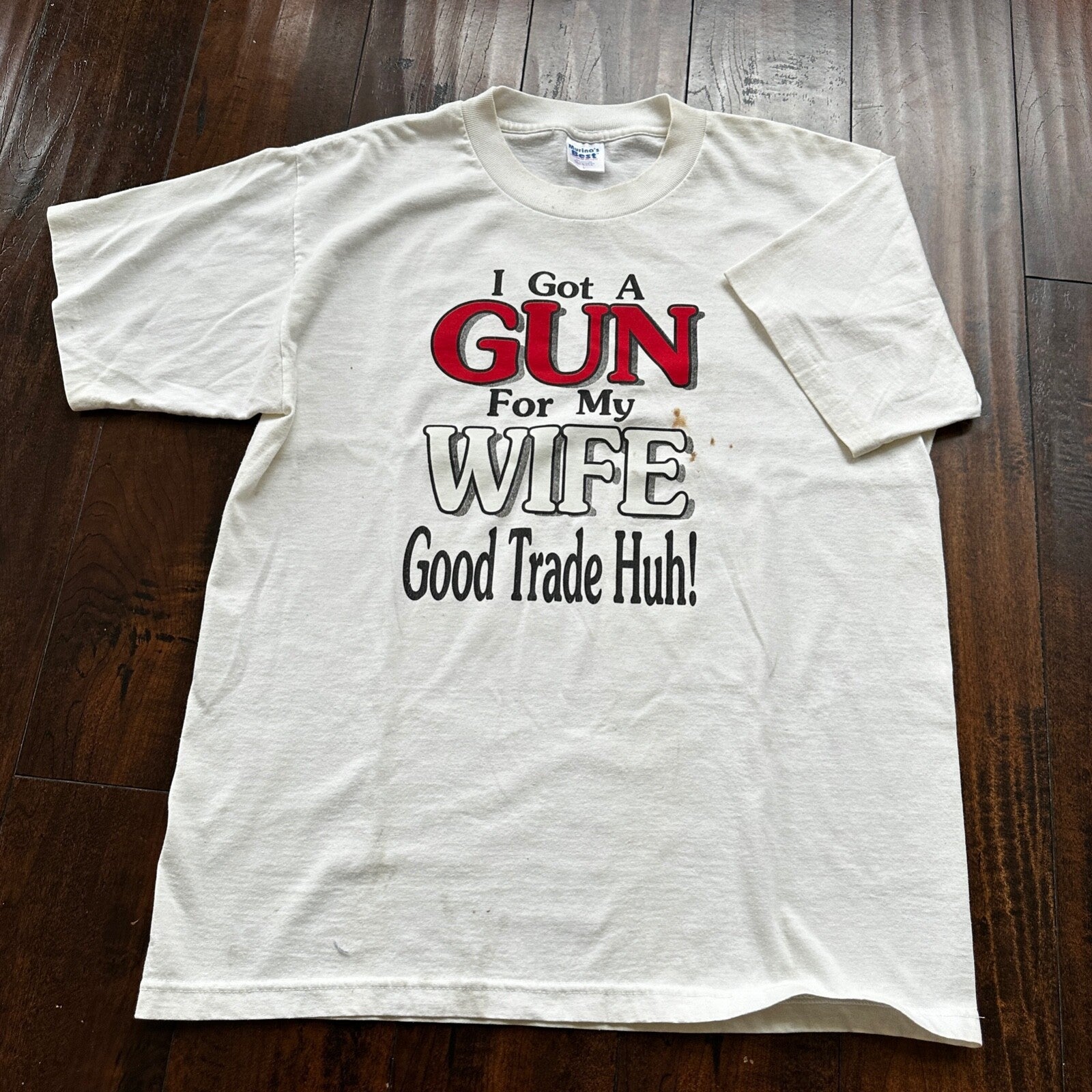 Got A Gun For My Wife Humour Vintage T Shirt Single Stitch 90s Funny America