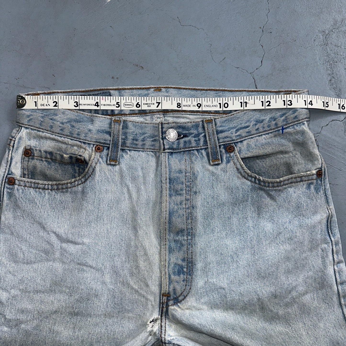 Levis 501 Vintage 90s USA XX Straight Leg Jeans Blue Light Wash 30x34 Act 28x29