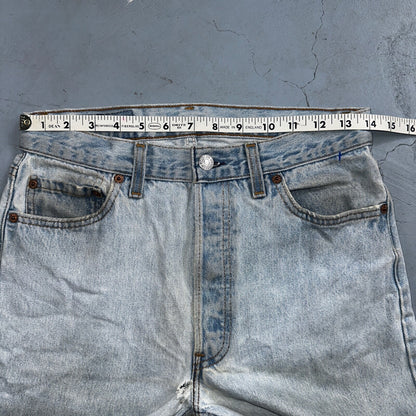 Levis 501 Vintage 90s USA XX Straight Leg Jeans Blue Light Wash 30x34 Act 28x29