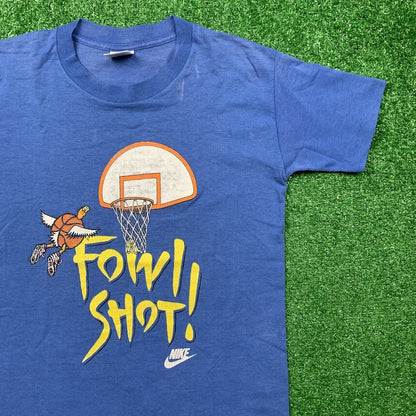 Vintage Nike T Shirt Mens Small Fowl Shot Owl Cartoon Basketball Jordan 90s