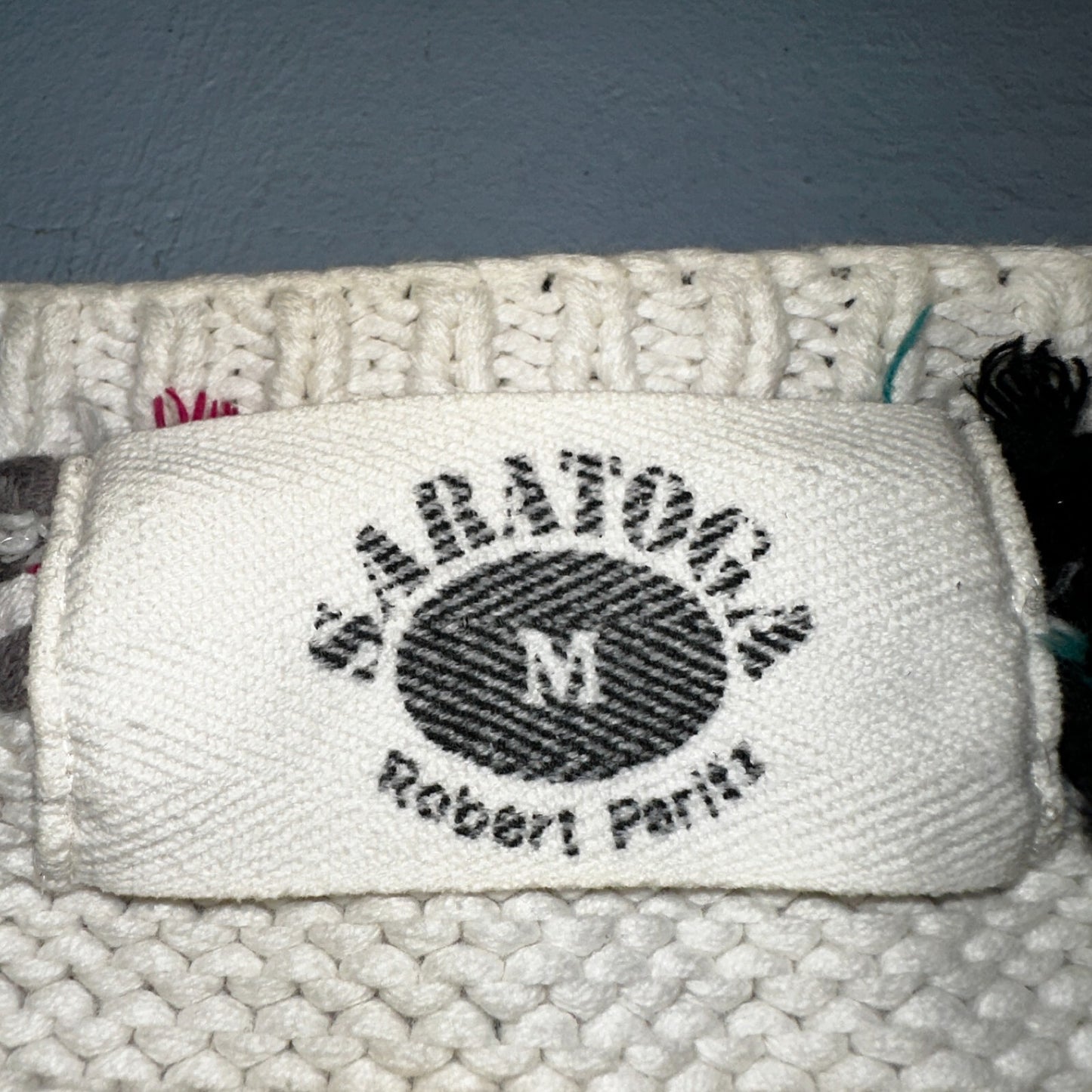 Vintage 80s Saratoga Robert Peritz Striped Cotton Cable Knit Golf Sweater Chic