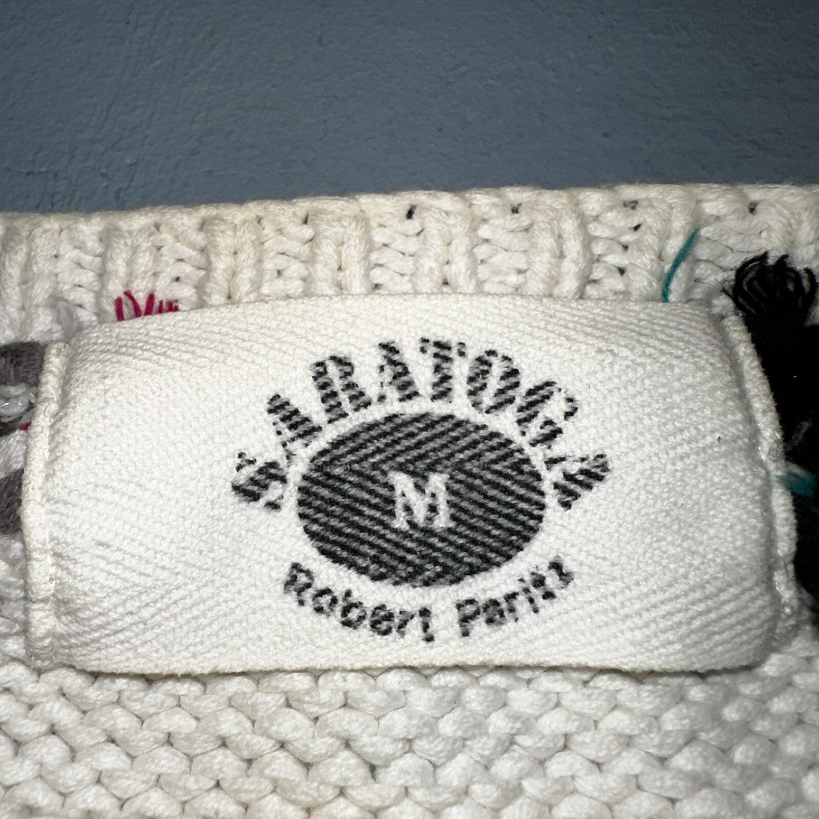 Vintage 80s Saratoga Robert Peritz Striped Cotton Cable Knit Golf Sweater Chic