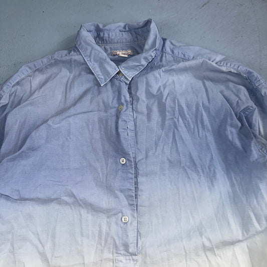 Gap Shirt Womens Size S Blue Striped Short Sleeve Button Up Designed Crafted