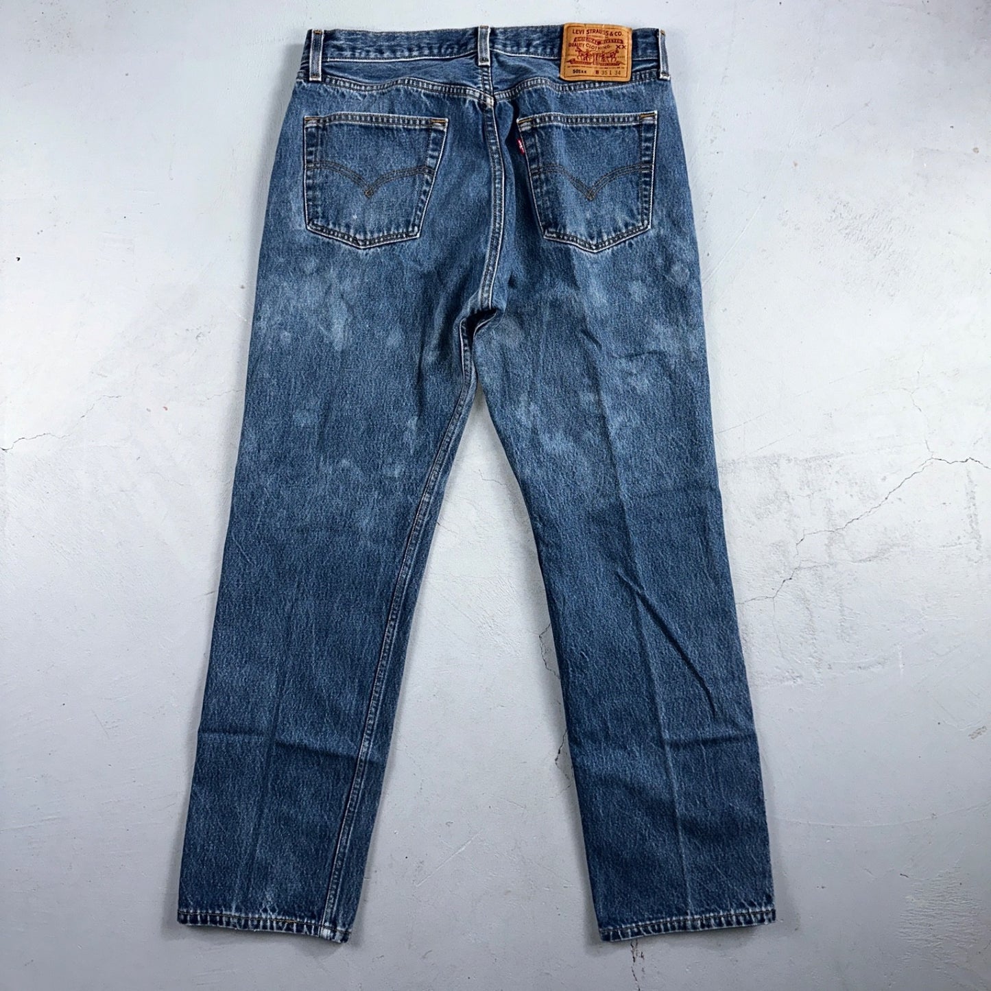 Levis 501 Vintage 90s USA XX Straight Leg Jeans Blue Light Wash 35x34 Act 32x30