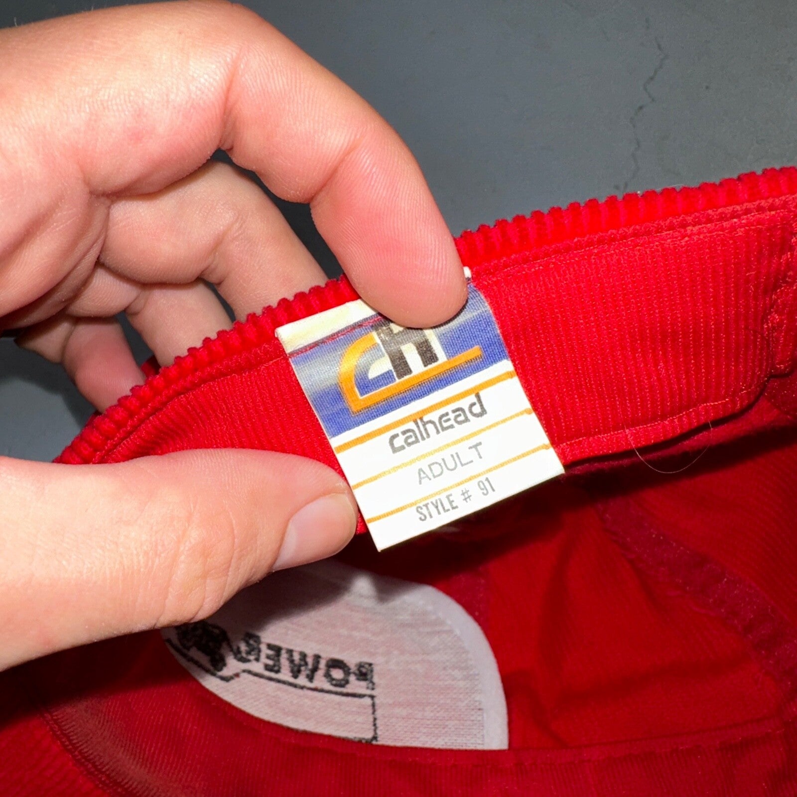 Power Rents Corduroy VTG Hat Cap Snapback Oregon Portland Red Calhead Trucker