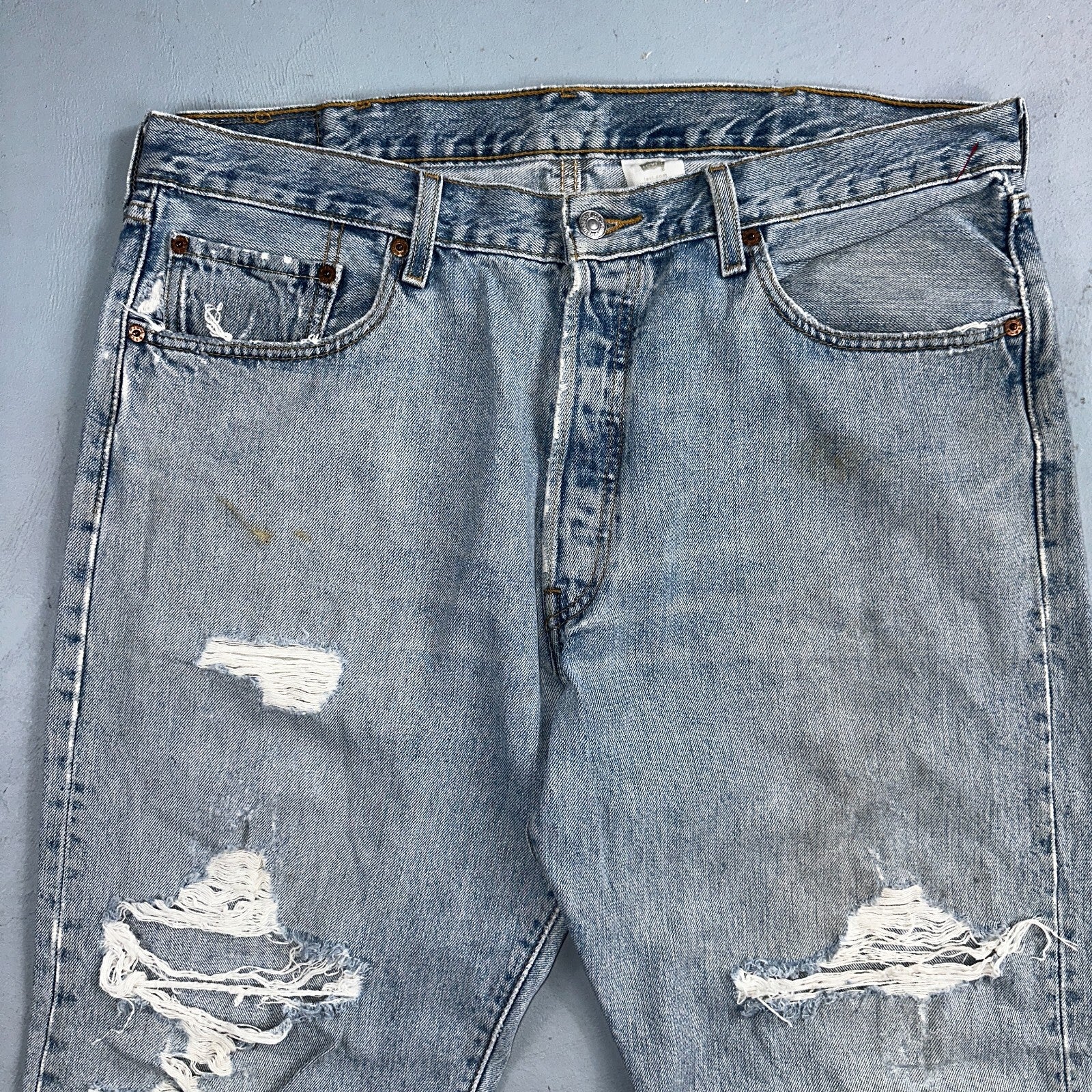 Levis 501 Vintage Y2K XX Straight Leg Jeans 90s Blue Light Wash 38x32 Act 37x30