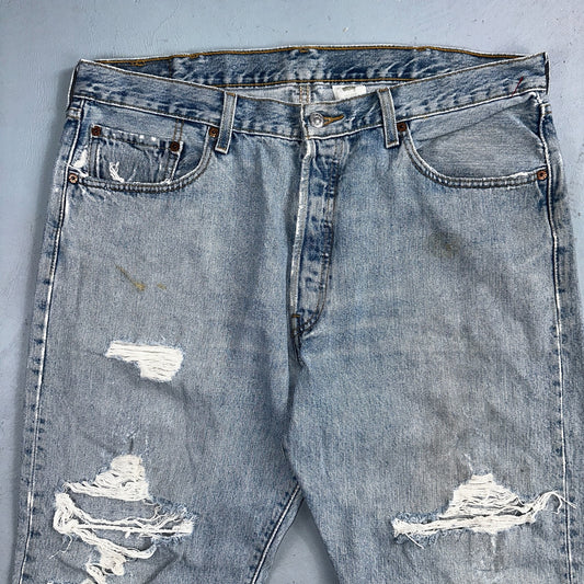 Levis 501 Vintage Y2K XX Straight Leg Jeans 90s Blue Light Wash 38x32 Act 37x30