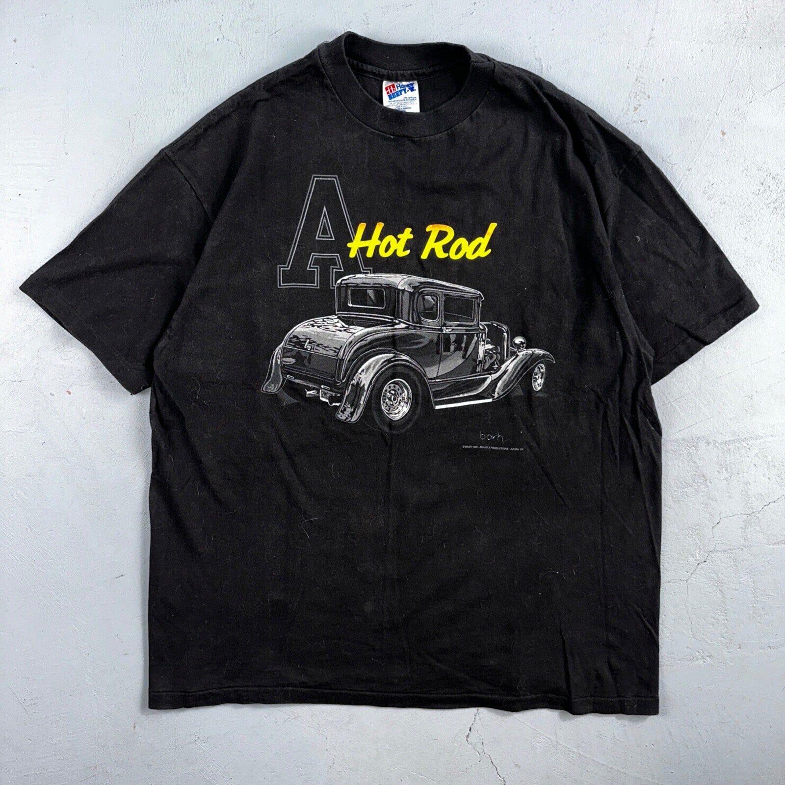 Hanes 90s Hot Rod VTG T Shirt Cars Graphic Tee Single Stitch Black Cool 1992 XL