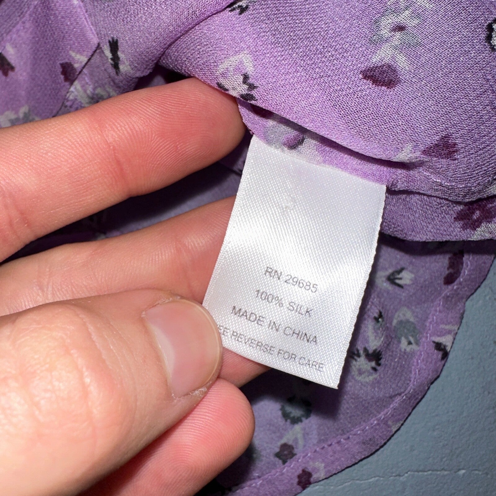 Pendelton 100% Silk Purple Collared Button Down Long Sleeve SZ 4 Petite Flowers