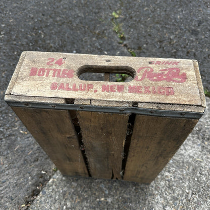 Vintage Wooden Soda Crate Pepsi Cola Wood Gallup New Mexico 24 Bottles Rare