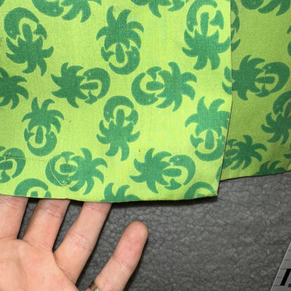 Vintage 50s Hawaiian Aloha Print Shirt Rockabilly Honolulu 60s Button Green