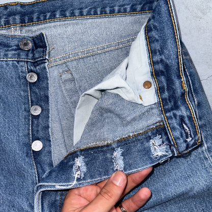 Levis 501 Vintage 90s USA XX Straight Leg Jeans Blue Med Wash 36x32 Act 32x28