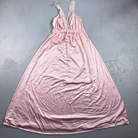 Vintage 1970s Olga Lingerie Slip Dress Sleepwear Full Sweep Nightgown Lace 70s