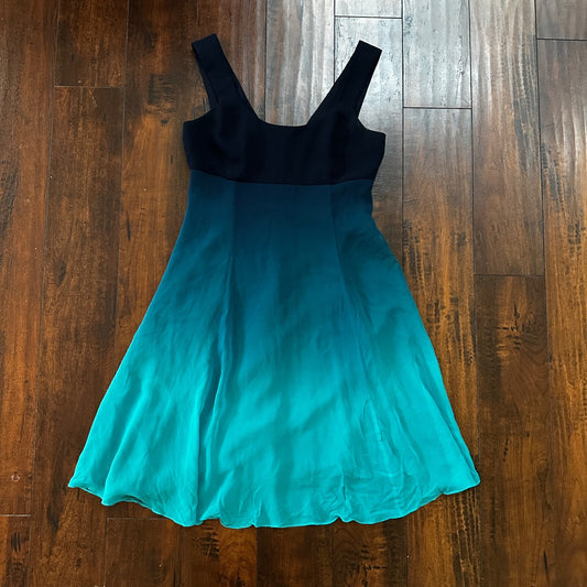 Dana Buchman Gradient Blue 100% Silk Sheath Dress Sleeveless Lined Women’s 4