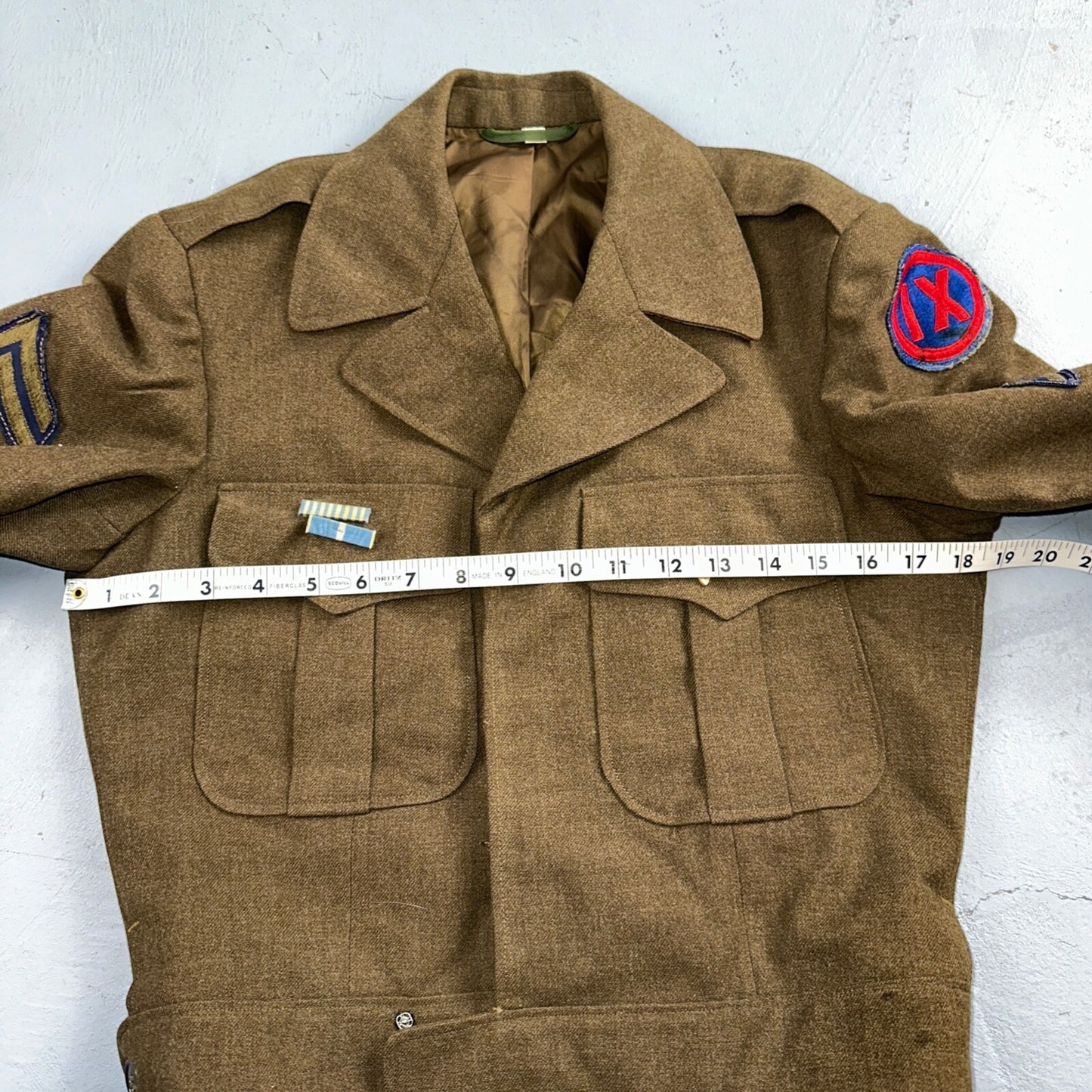 WWII US Army E-6 Ike Jacket 25th Infantry Division Patches WW2 Size 34R Wool