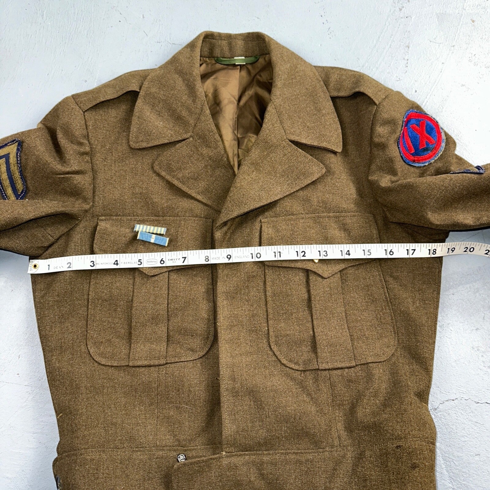 WWII US Army E-6 Ike Jacket 25th Infantry Division Patches WW2 Size 34R Wool