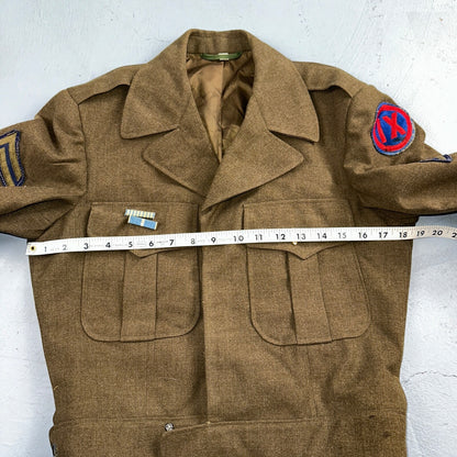 WWII US Army E-6 Ike Jacket 25th Infantry Division Patches WW2 Size 34R Wool