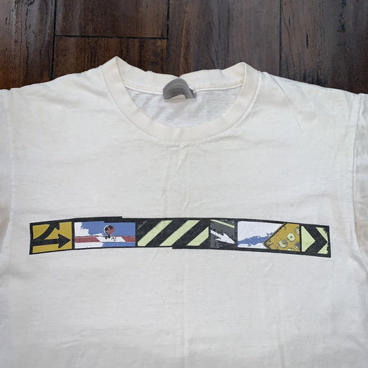 Nike Vintage T Shirt Mens White Small Y2K Silver Skateboard Cone Surf Ocean