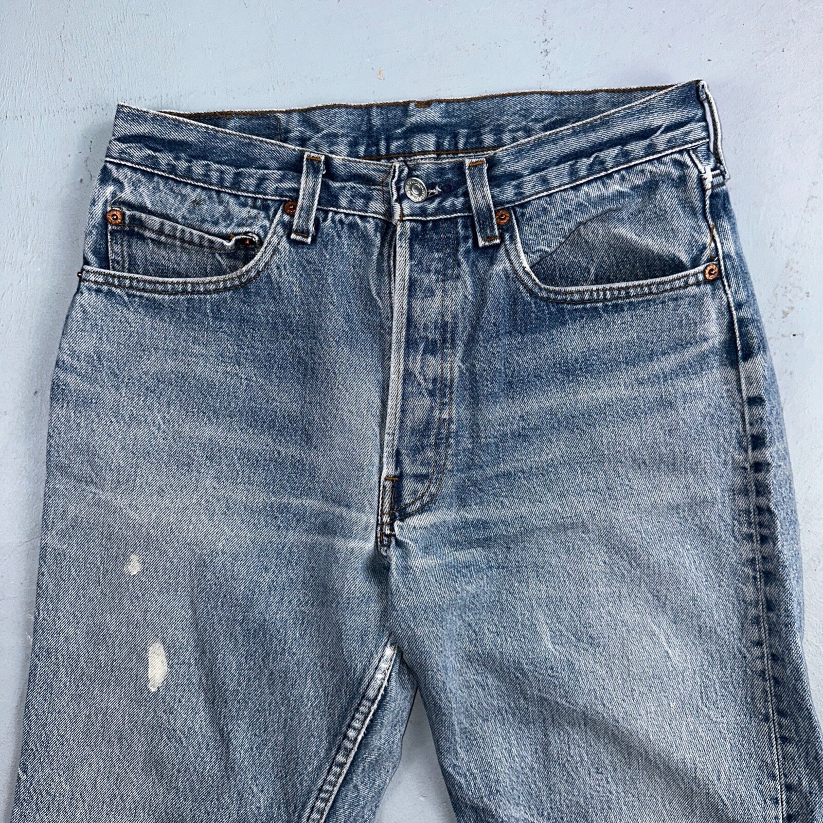 Levis 501 Vintage 80s USA XX Straight Leg Jeans Blue Light Wash 32x33 Act 29x27