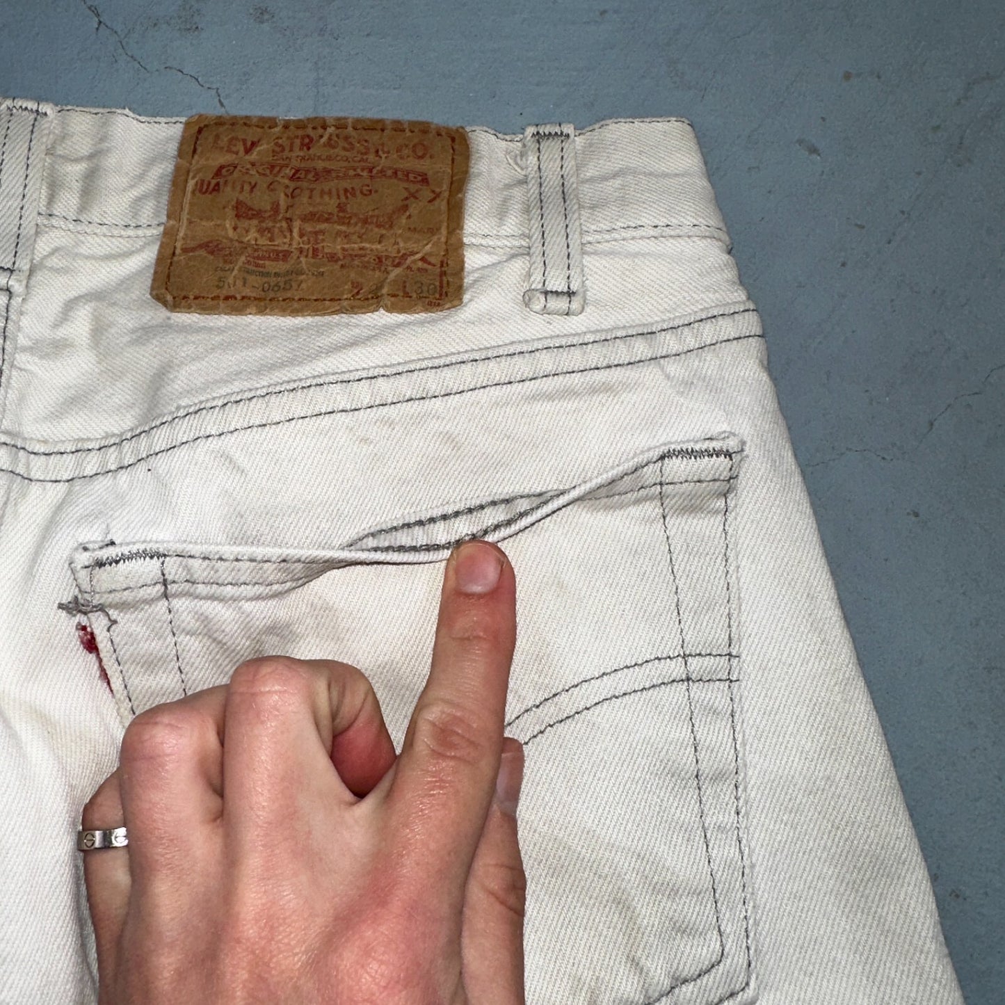 Levis 501 Vintage 80s USA XX Straight Leg Jeans White Med Wash 29x30 Act 28x29