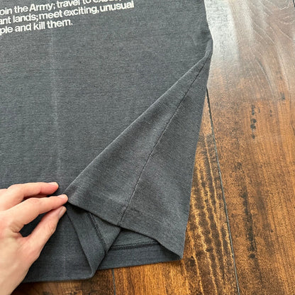 Join The Army RARE Vintage T Shirt 80s Tank Military Text Kill Humor USA Country