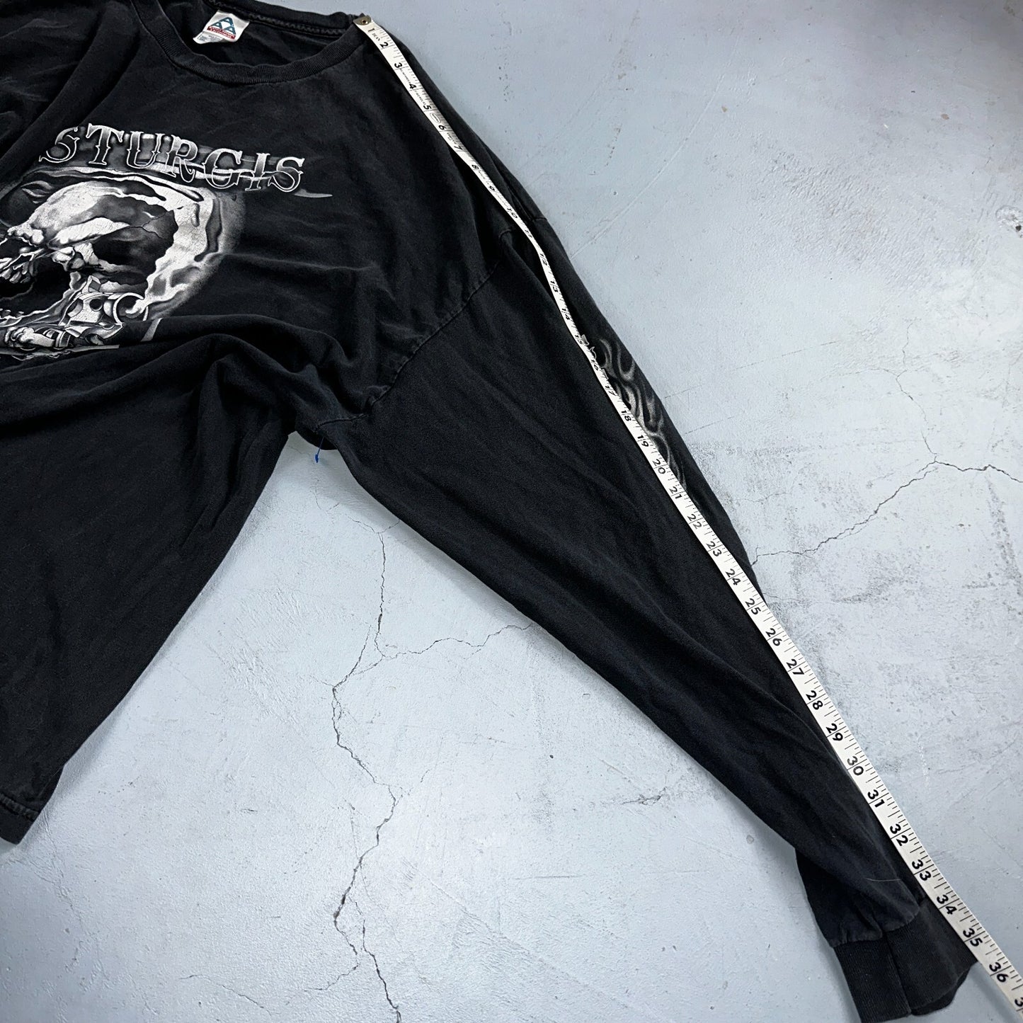 Sturgis Y2K Skulls Long Sleeve VTG T Shirt Biker Motorcycle 2008 Black Grunge