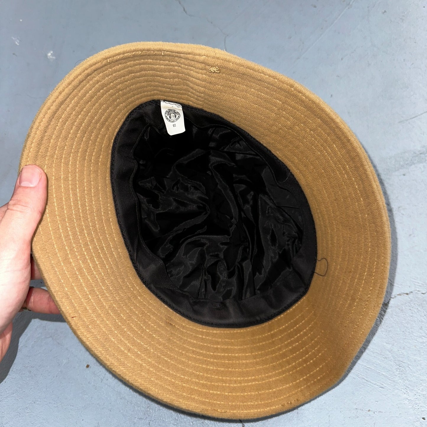 Vintage United Hatters Cap Millinery Bucket Hat Union Made Khaki 23 Rare