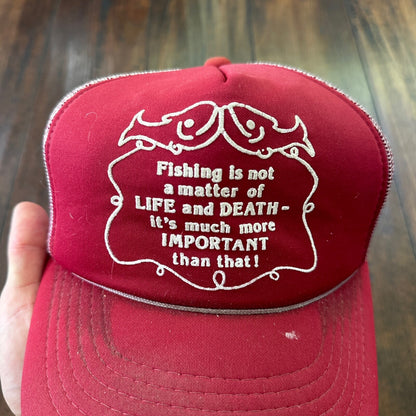 Fishing Funny Can't Live Without Humor Vintage Hat Cap Snapback 80s Hunting Men