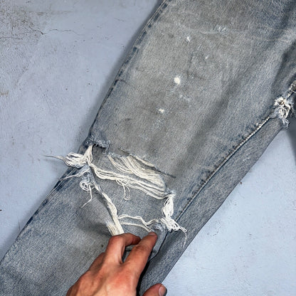 Levis 501 Vintage 80s Redline Selvedge USA XX Jeans Thrashed Light Act 31x29