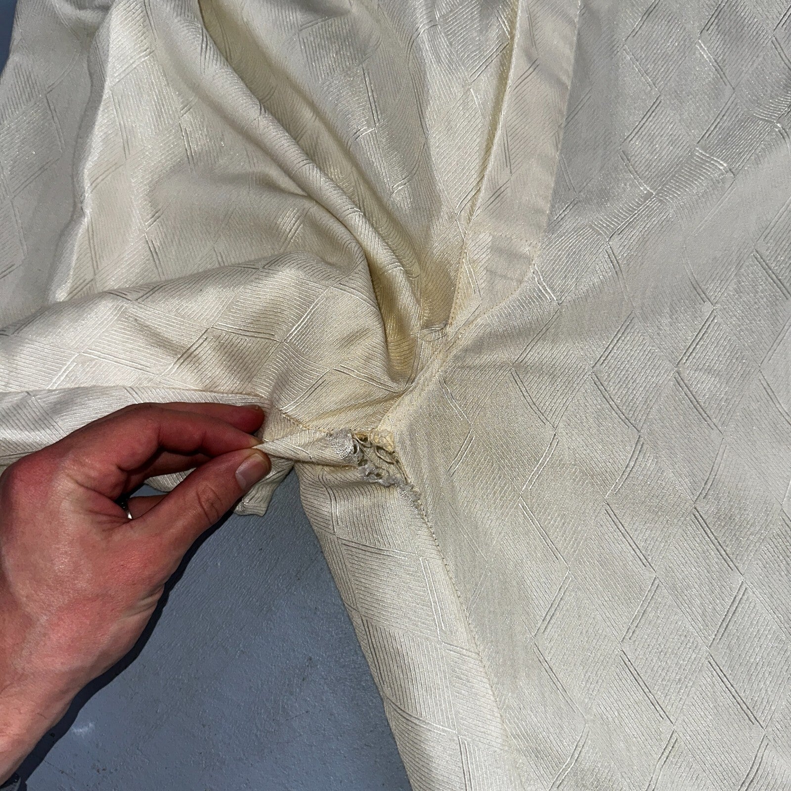 Christian Dior VTG Pajama Set Mens Cream Pants Shirt USA 90s Heavy Wear