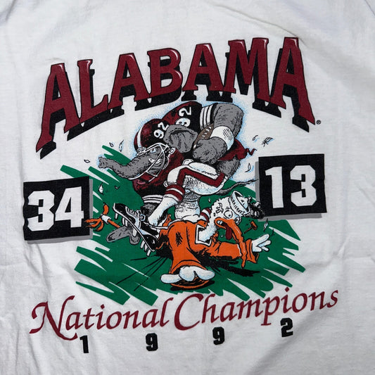 Alabama 1992 VTG National Champions T Shirt Single Stitch L Football Sports RARE