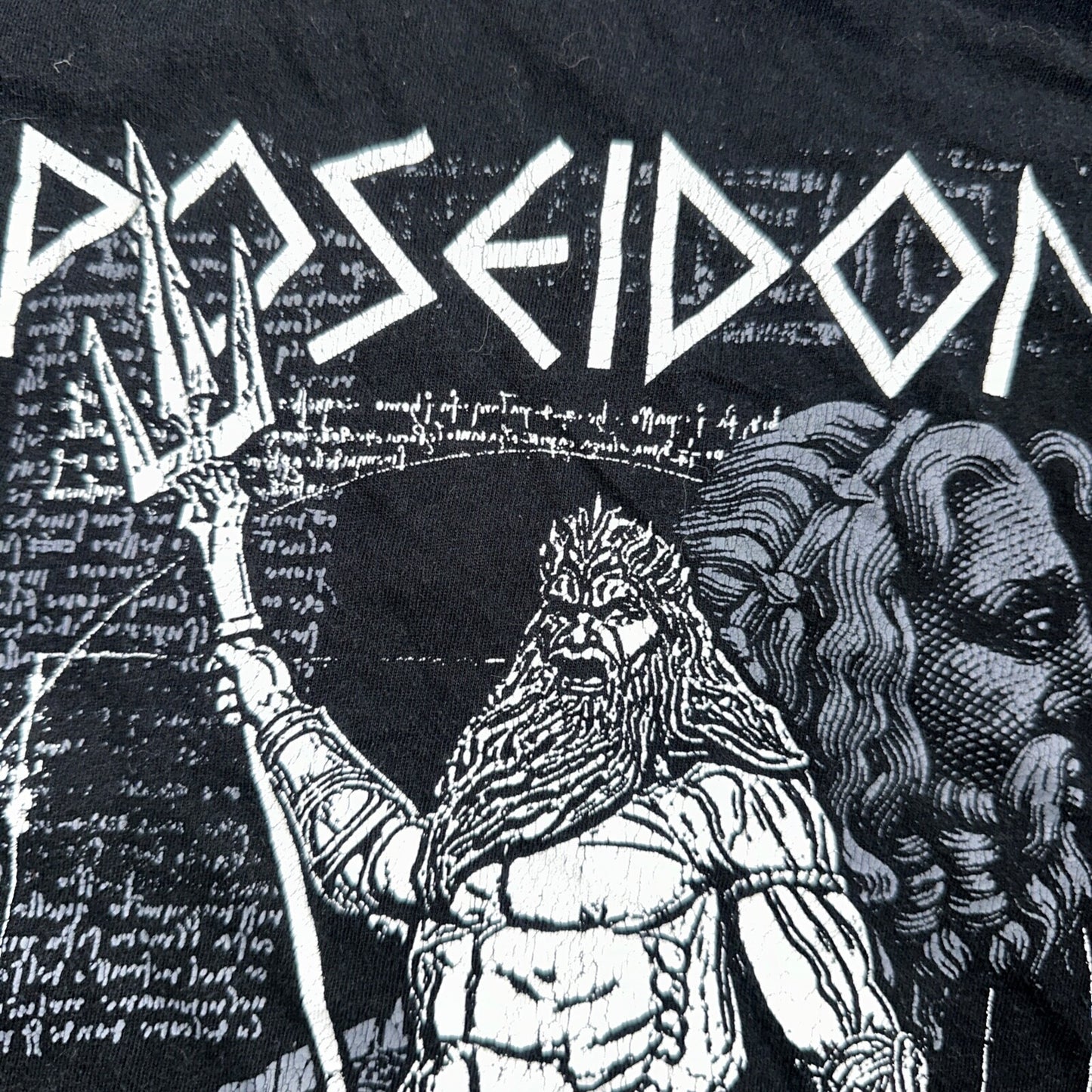 Poseidon Greece VTG T Shirt Black Greek God Fun Art Historical Figure Gym Strong