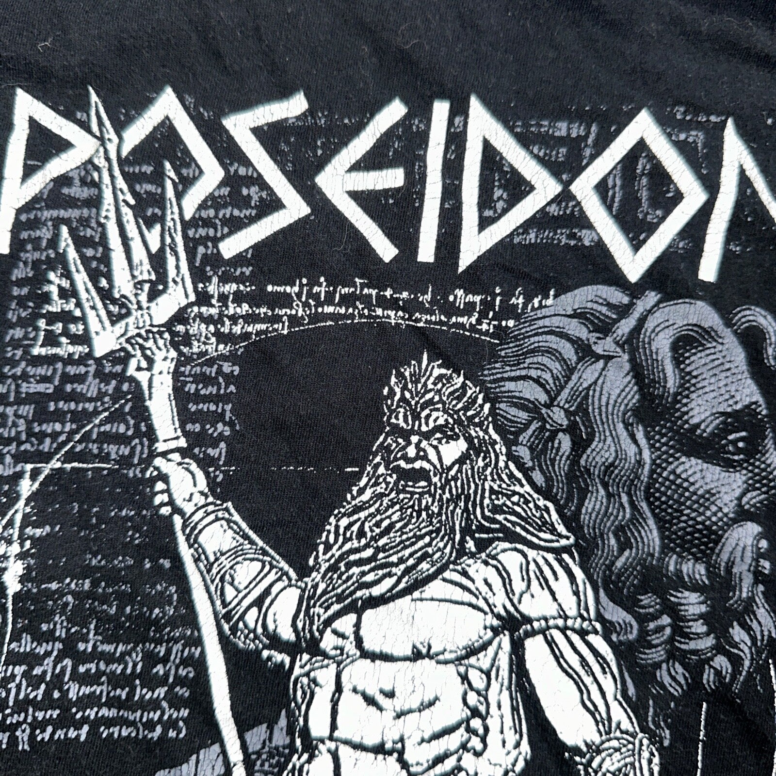 Poseidon Greece VTG T Shirt Black Greek God Fun Art Historical Figure Gym Strong