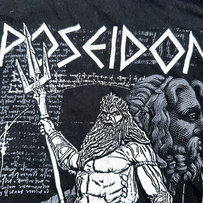 Poseidon Greece VTG T Shirt Black Greek God Fun Art Historical Figure Gym Strong