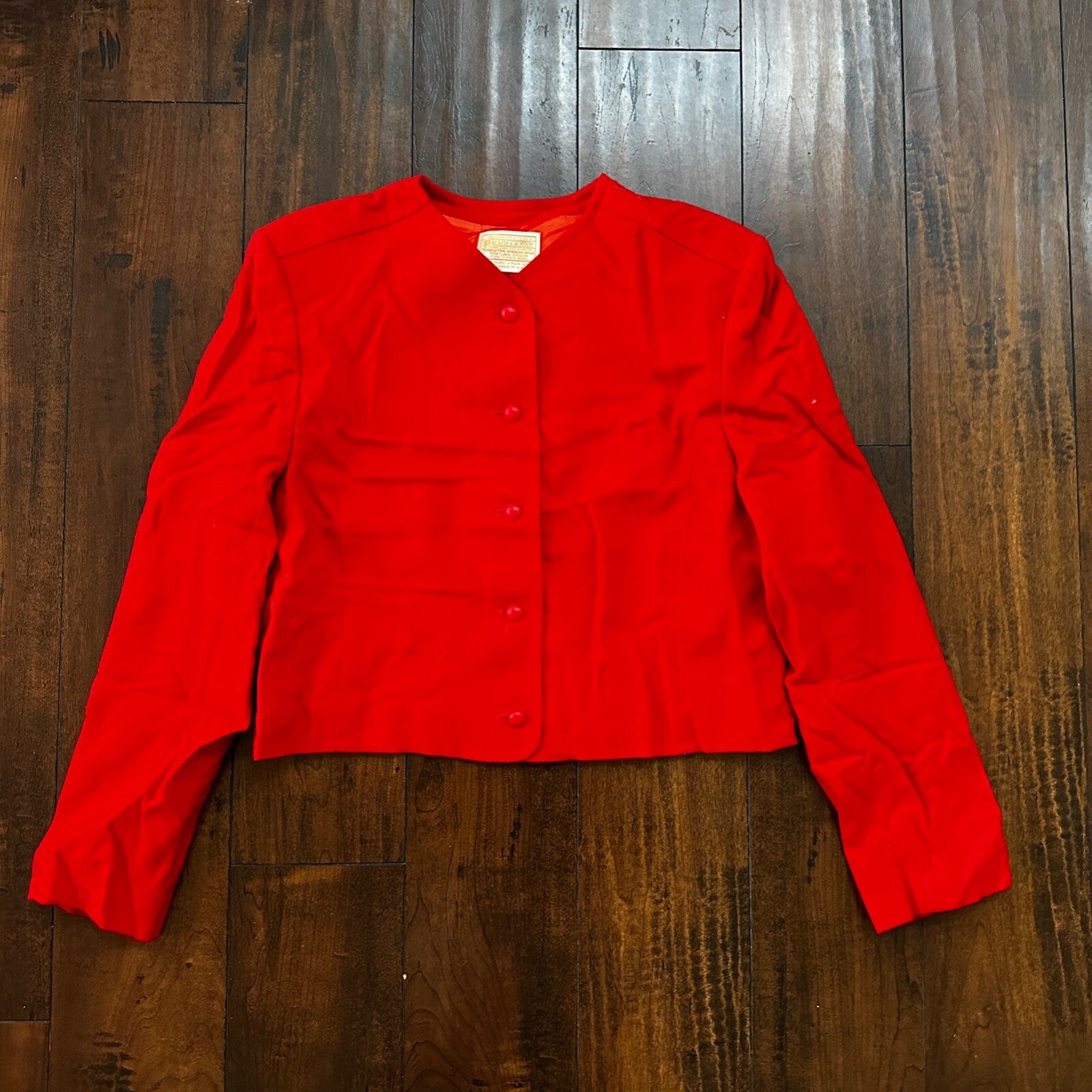 VTG Pendleton Women’s 100% Virgin Wool Red Blazer Jacket USA 80s Sweater