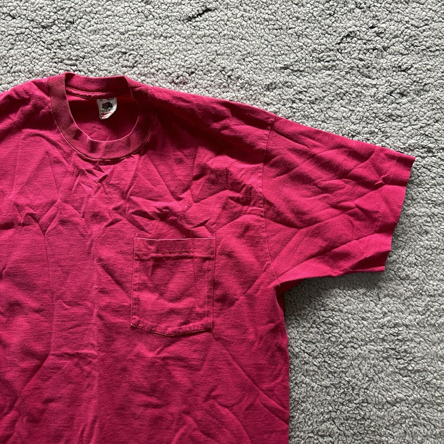 Vintage Pink T Shirt Mens 90s Blank Essential Lot Rap Single Pocket Selvedge