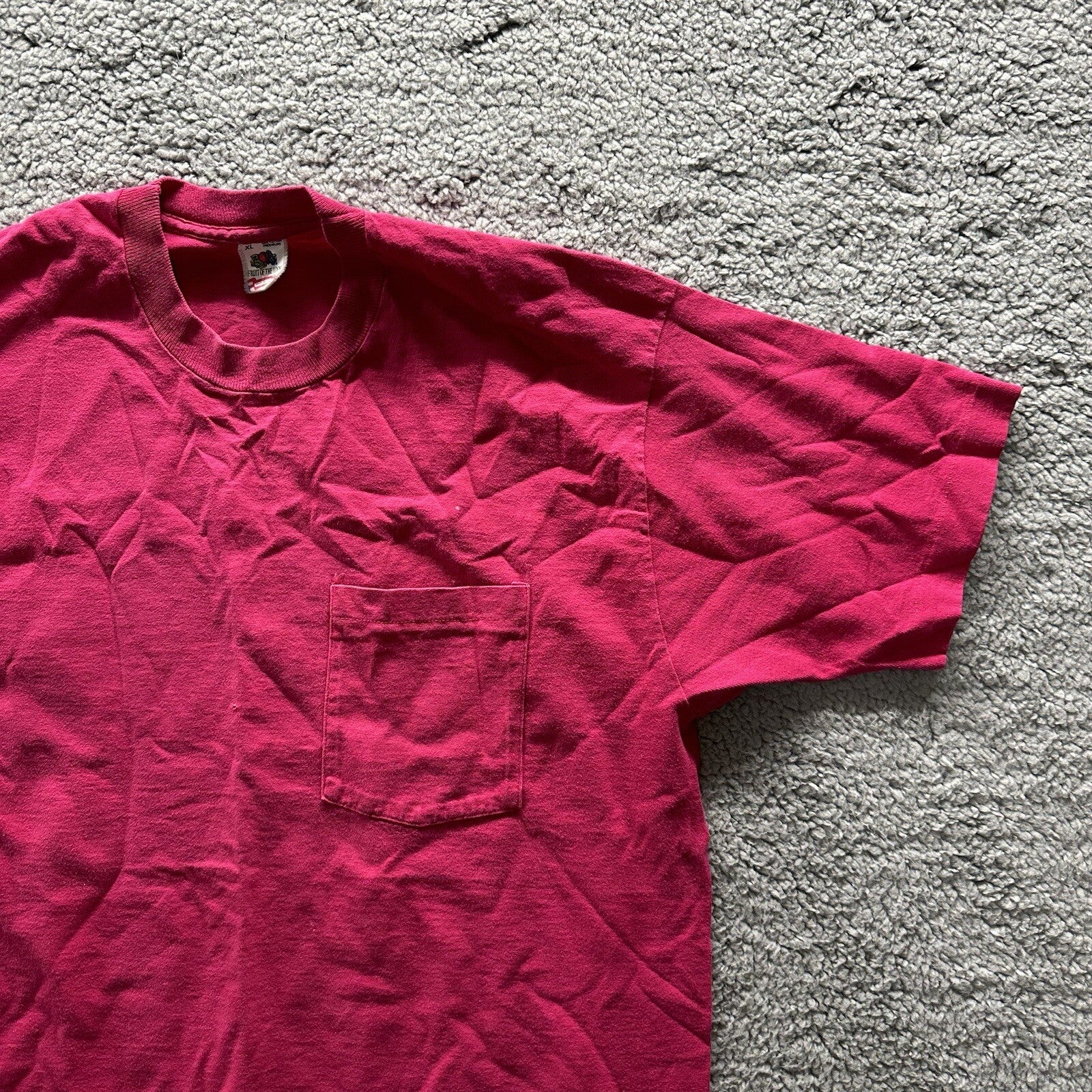 Vintage Pink T Shirt Mens 90s Blank Essential Lot Rap Single Pocket Selvedge