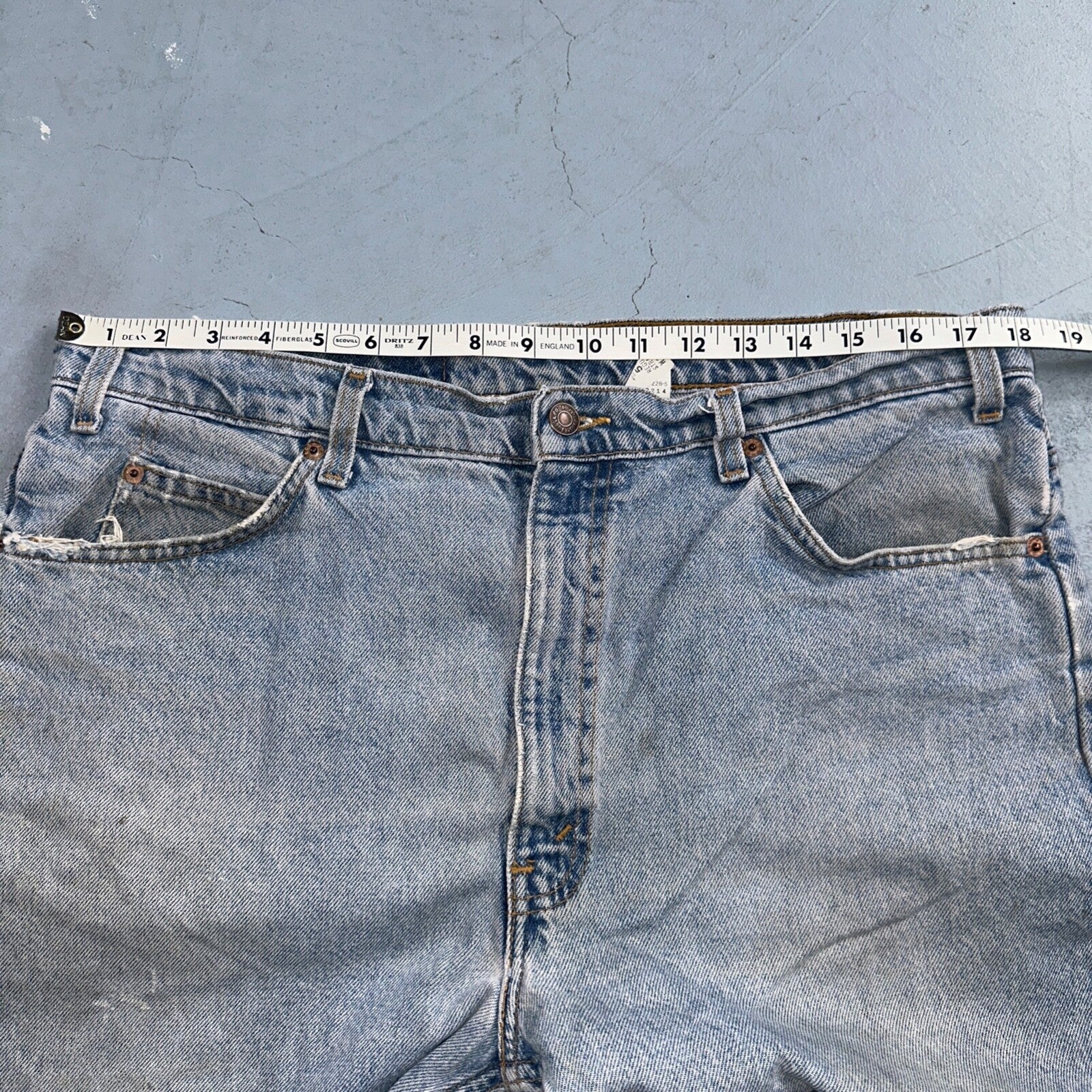 Levis 505 Vintage 90s Mexico Orange Tab Jeans 38x32 Blue Light Wash Act 36x30