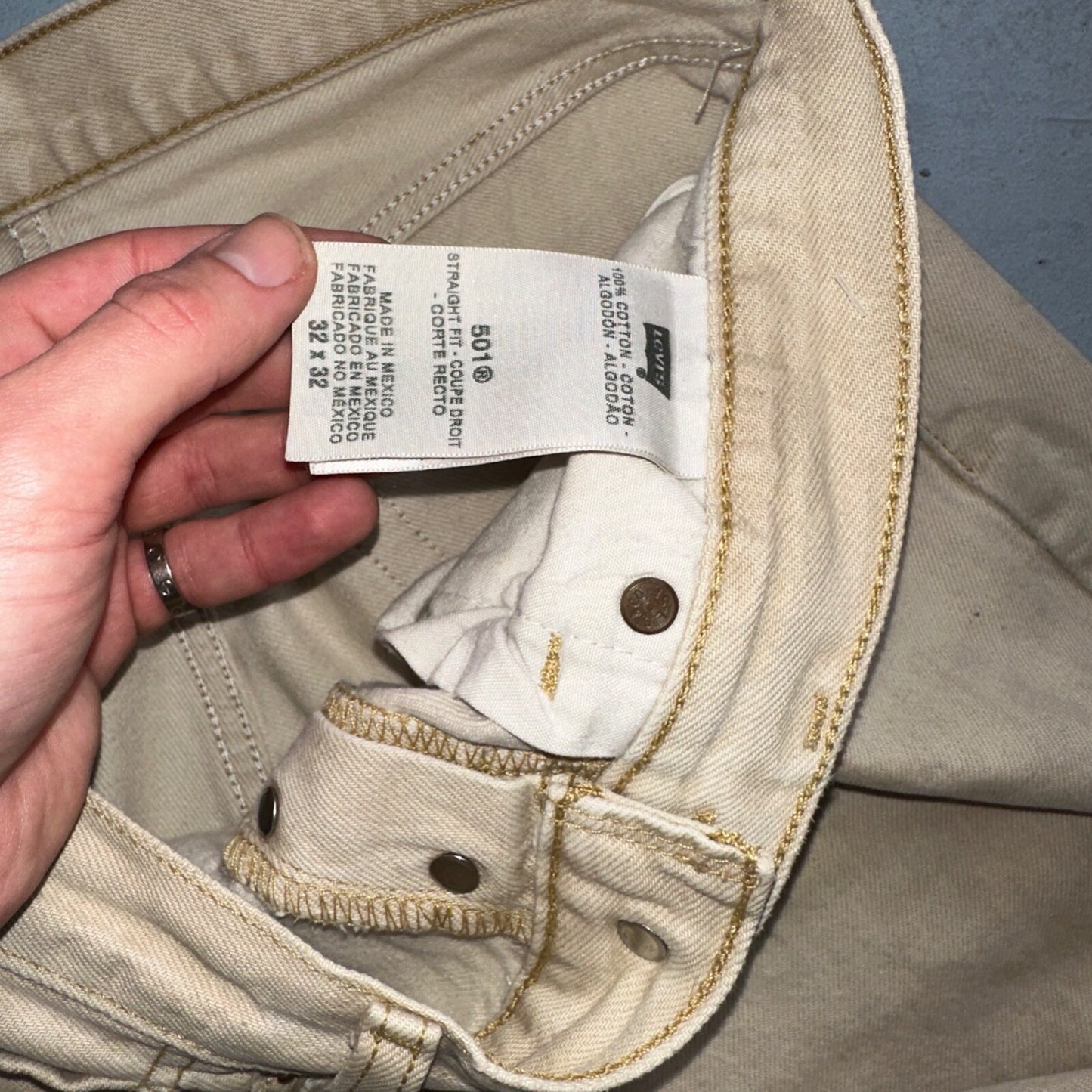 Levis 501 Vintage Y2K Mexico XX Straight Leg Jeans Beige Wash 32x32 Ac 31x28