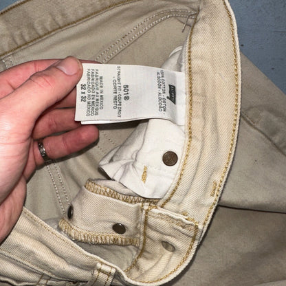 Levis 501 Vintage Y2K Mexico XX Straight Leg Jeans Beige Wash 32x32 Ac 31x28