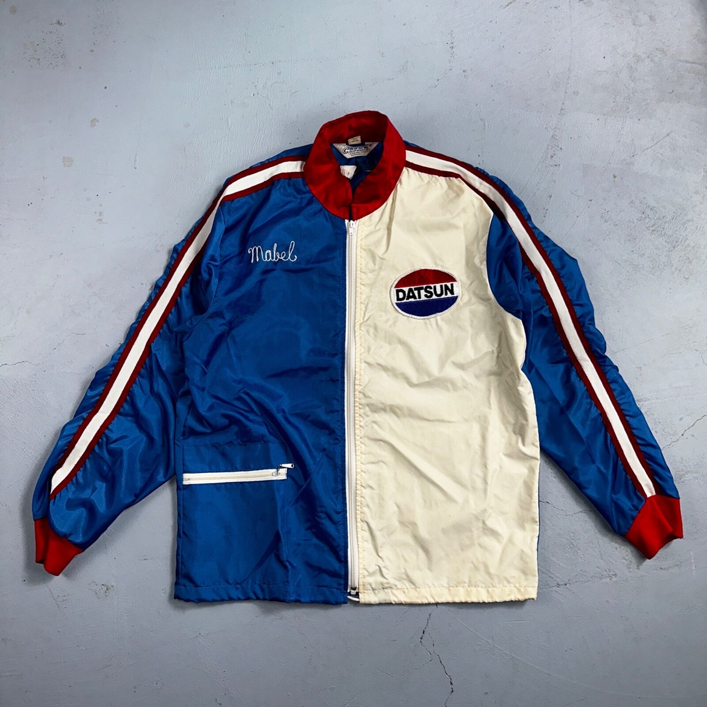 Datsun Crown Vintage 70s Racing Jacket Crown Rockabilly Chainstitch Mabel Nylon