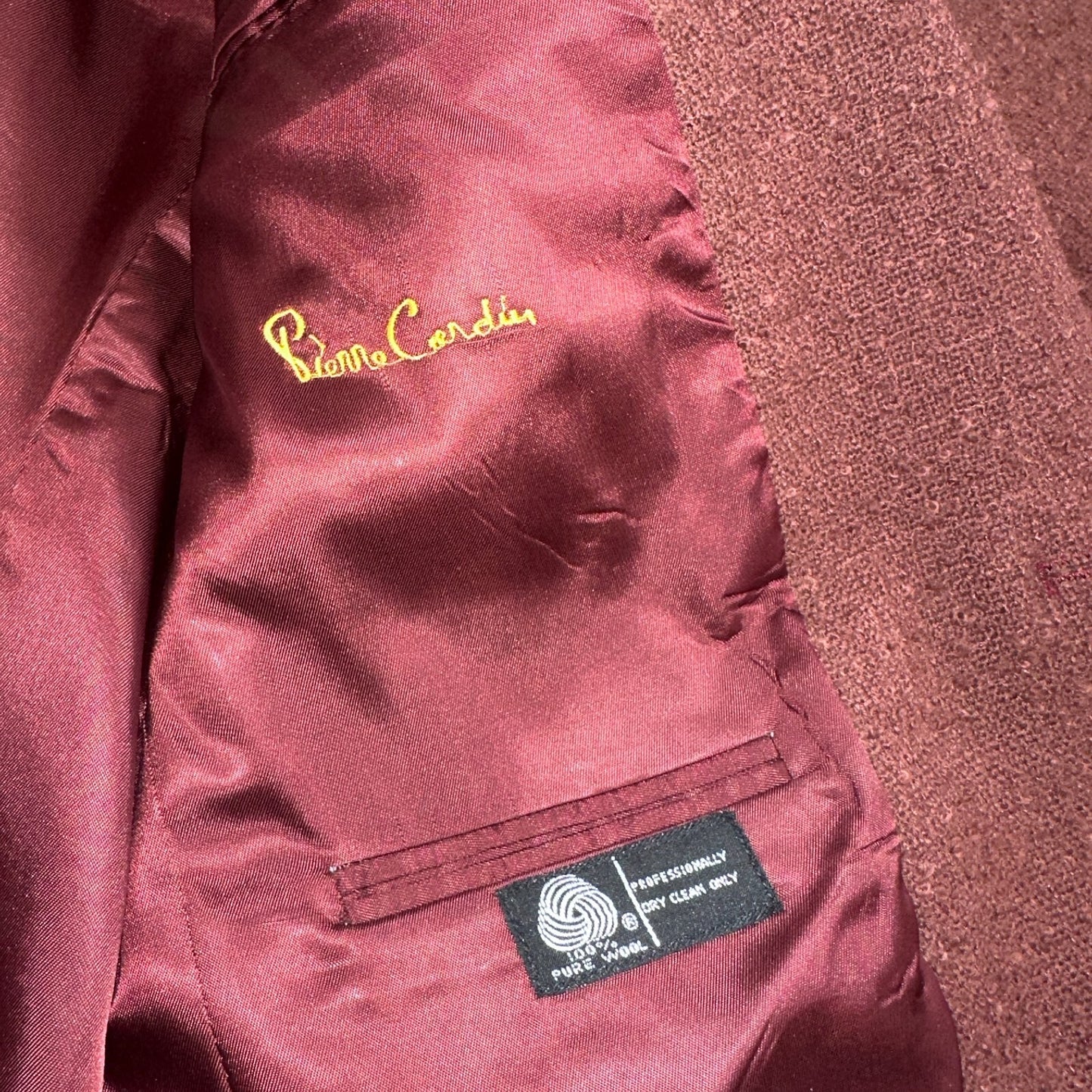 VTG Mens Suit 38 Jacket Sport Coat Rockabilly 80s 90s Red Orange Pierre Cardin