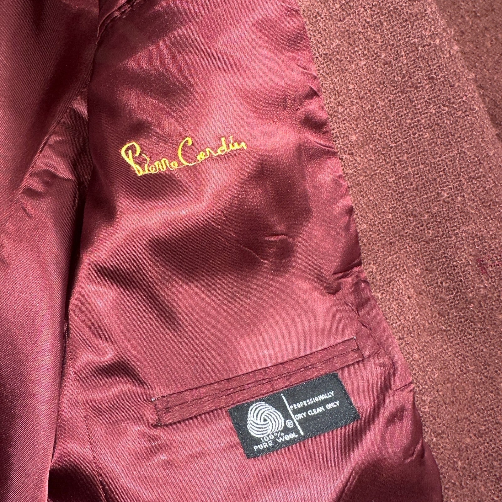 VTG Mens Suit 38 Jacket Sport Coat Rockabilly 80s 90s Red Orange Pierre Cardin