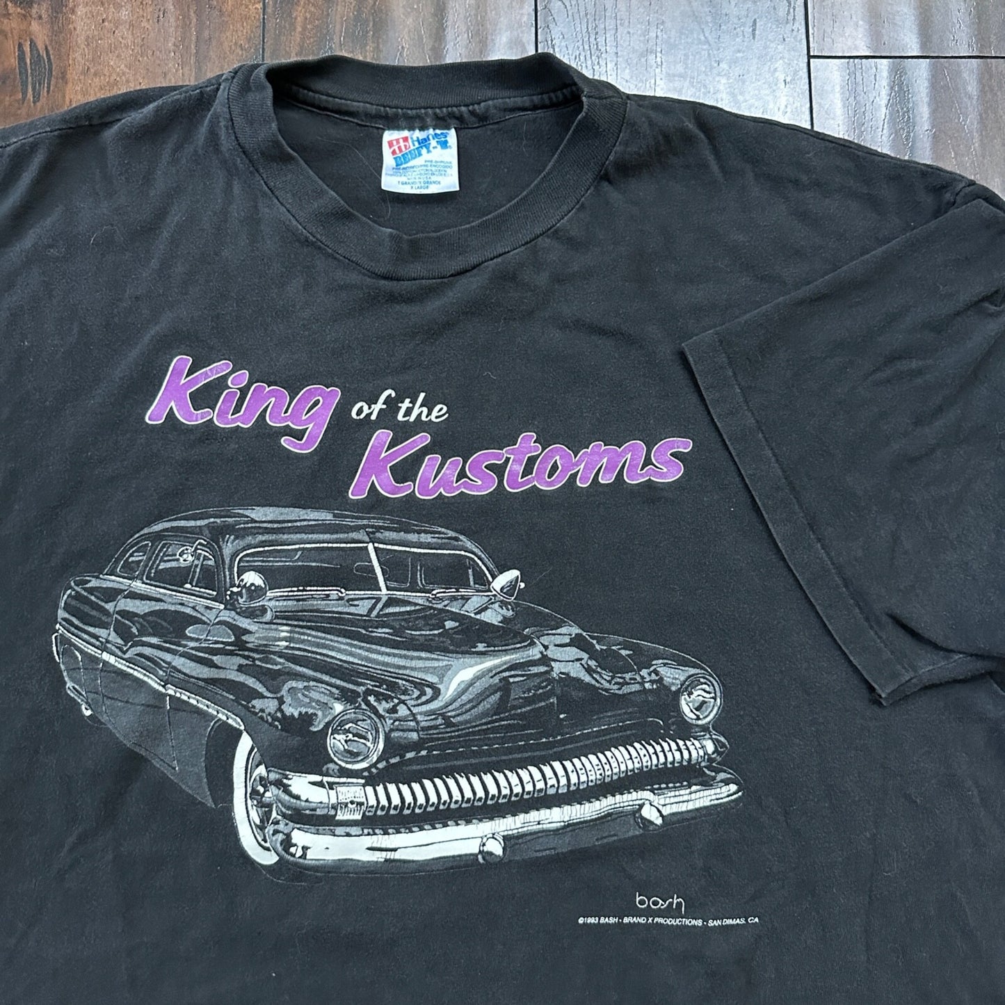 Hanes 90s VTG T Shirt Classic Cars Driving Old Nascar Antique Faded Rap Music