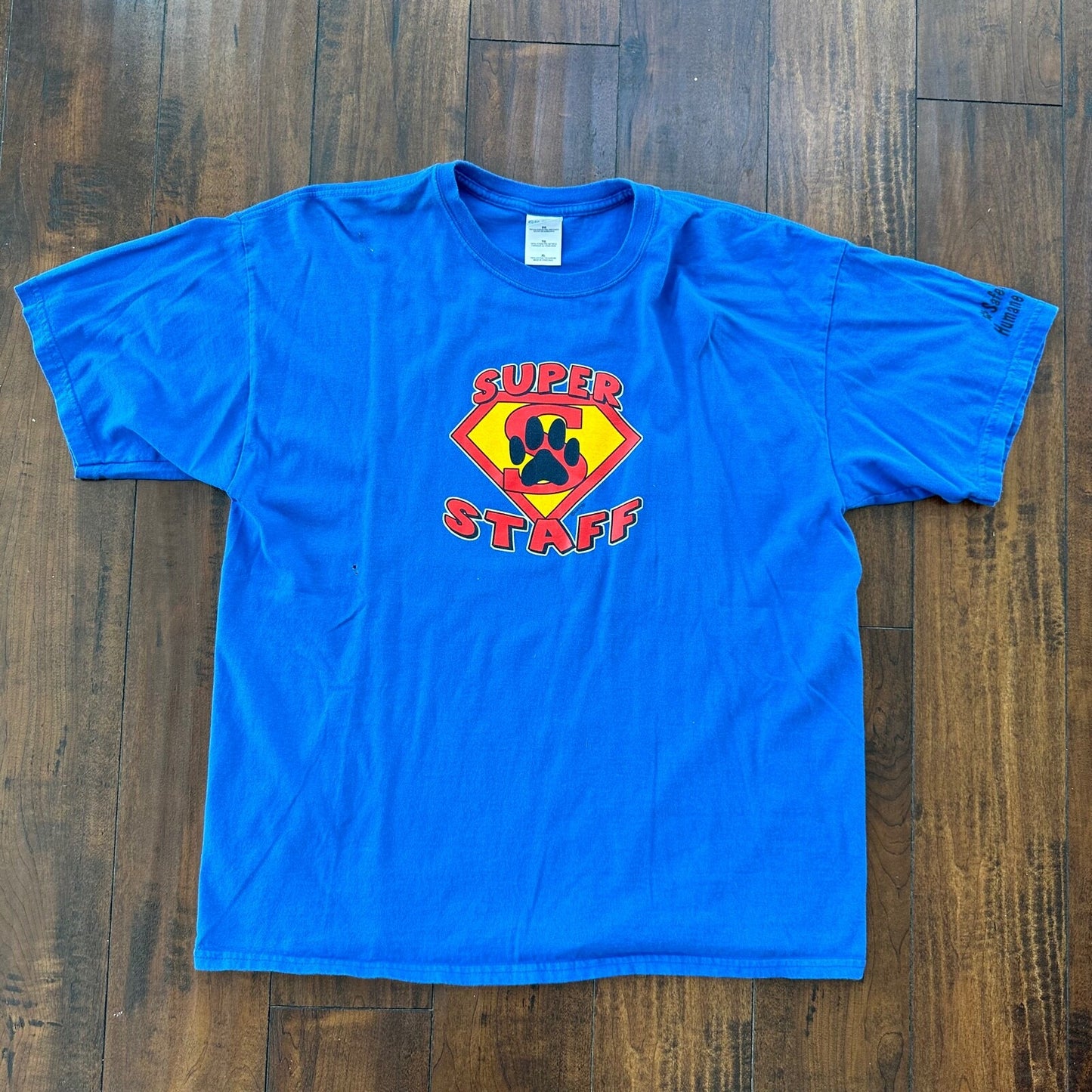 Super Staff Dog Print Superman Vintage T Shirt Marvel Blue Wolf Animals Love Rap