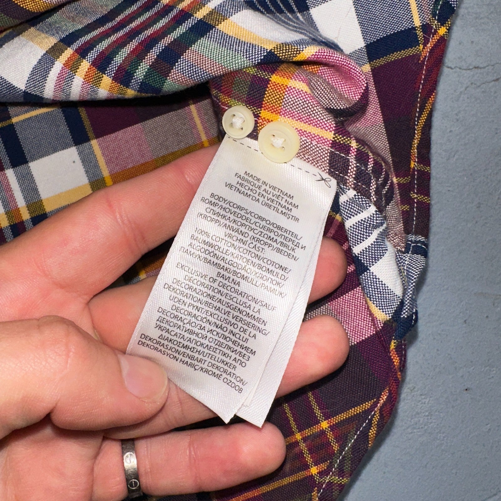 Polo Ralph Lauren Slim Fit Plaid Button Down Shirt Mens S Small Red Yellow